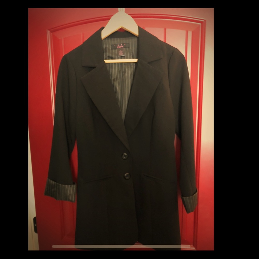 Black Long Slim Cut Blazer